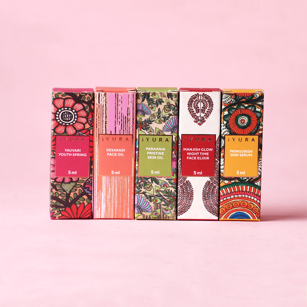 La Verdadera Cara de la Belleza - 5 Minis de Aceite Facial Ayurvédico