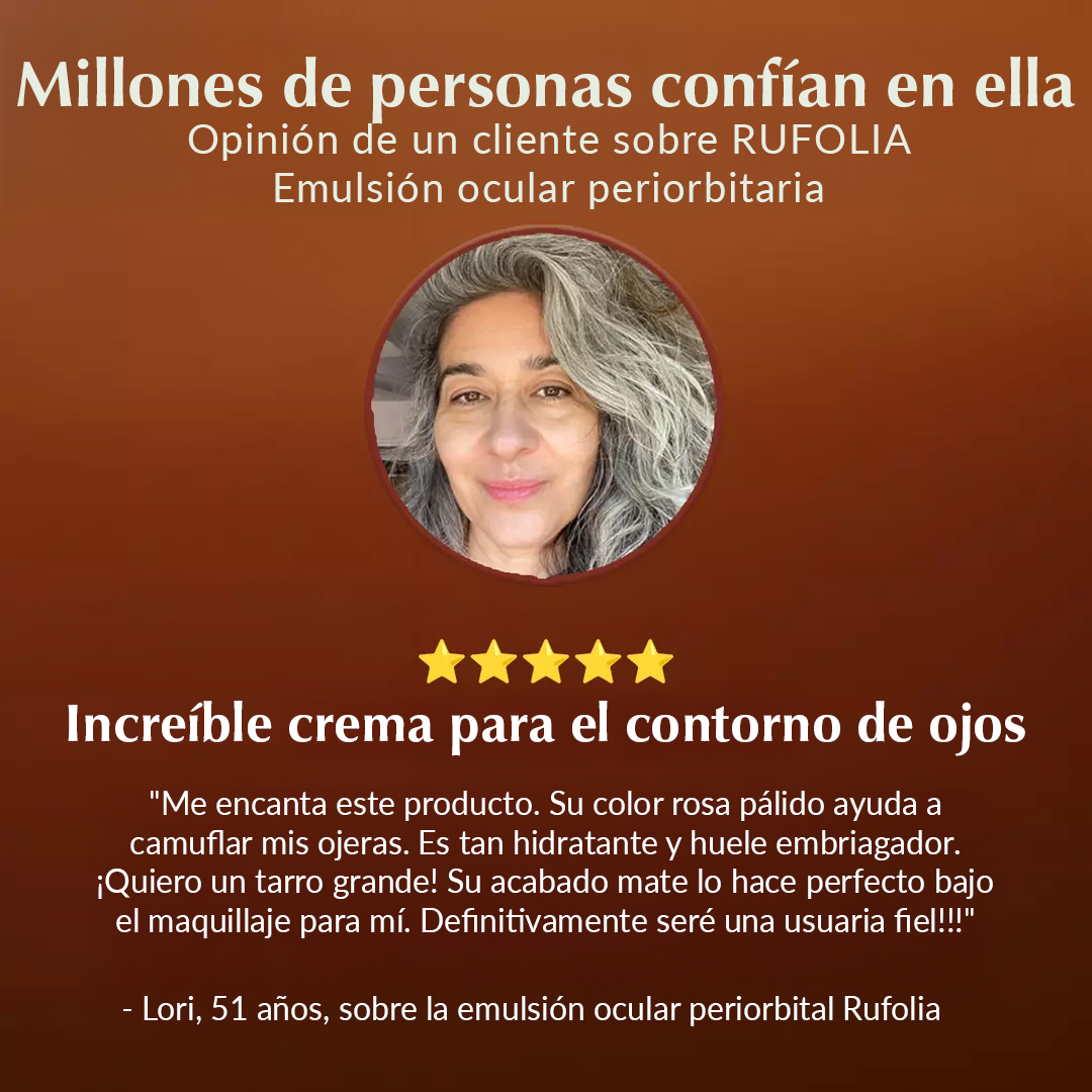 Emulsión para el área alrededor de los ojos Rufolia - Ilumina, suaviza y reafirma los ojos con manjistha, aloe vera, niacinamida y ácido hialurónico - Carousel