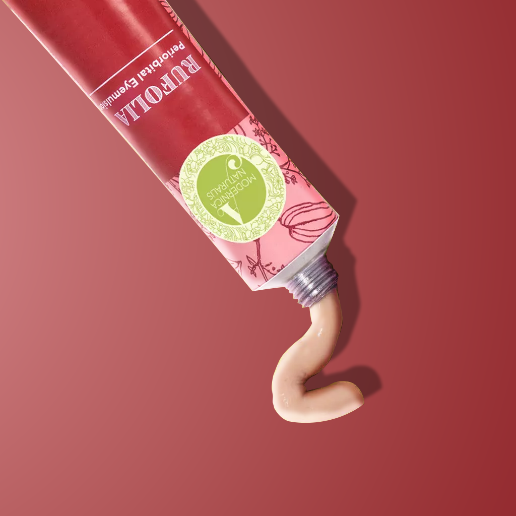 Emulsión para el área alrededor de los ojos Rufolia - Ilumina, suaviza y reafirma los ojos con manjistha, aloe vera, niacinamida y ácido hialurónico - Carousel