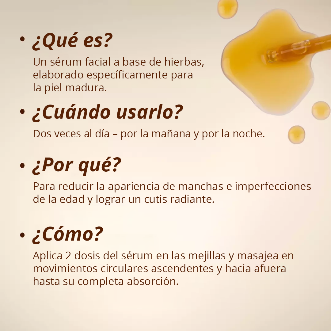 Sérum facial Golden Years para las manchas de la edad, un cutis claro y una piel tersa y sin arrugas