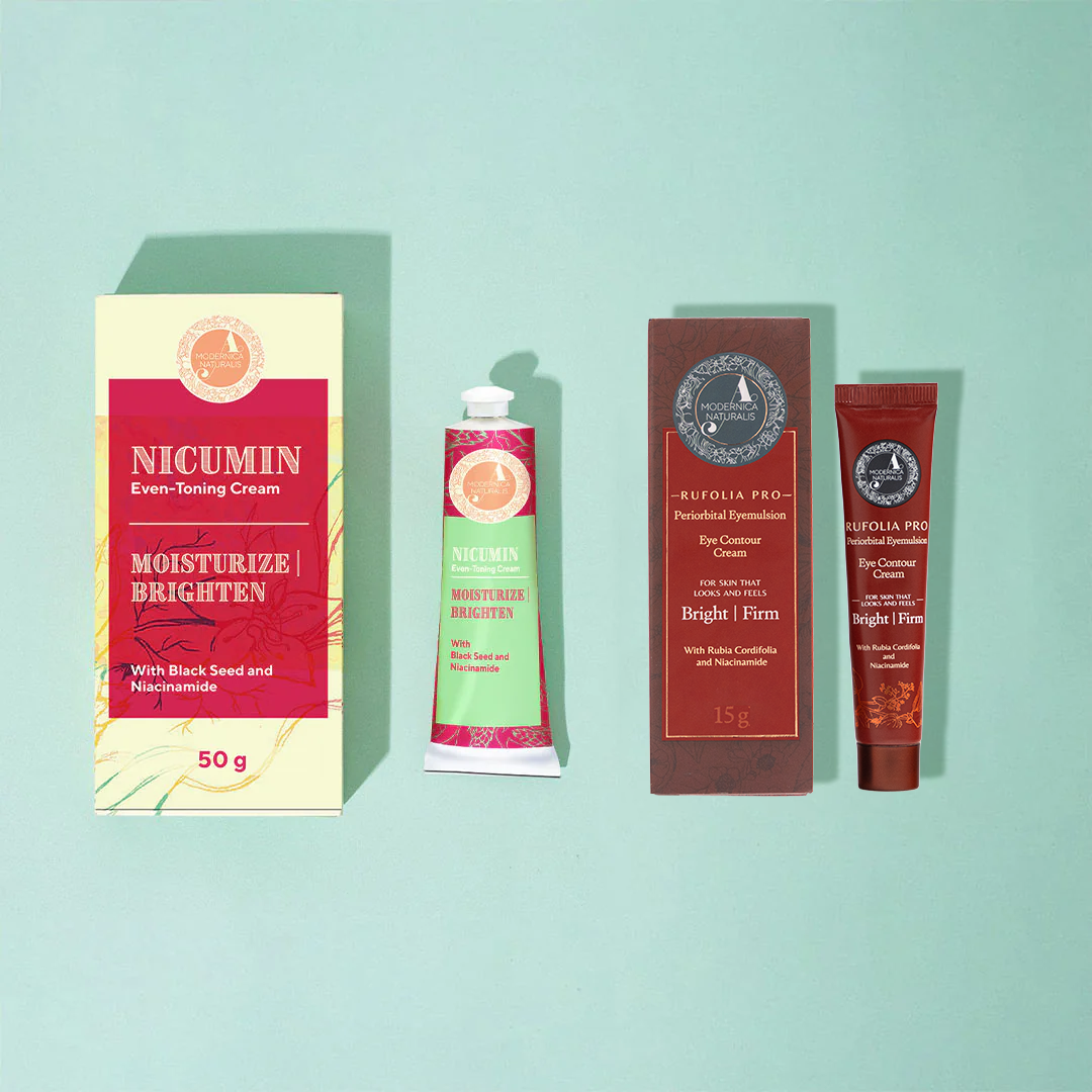 Dúo de luminosidad: Rufolia Pro Emulsión Periorbital para los ojos y Nicumin Crema de tono uniforme