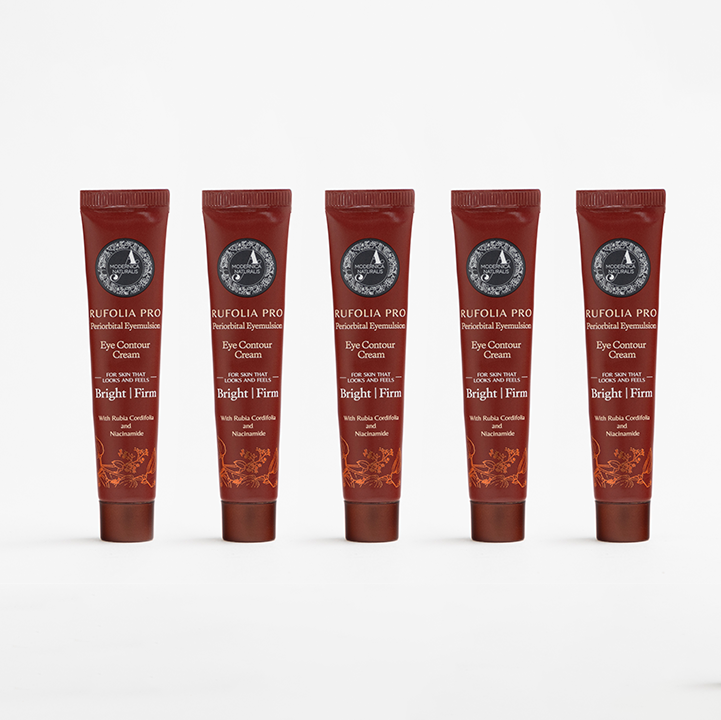 Emulsión para el área alrededor de los ojos Rufolia Pro - Ilumina, suaviza y reafirma los ojos con manjistha, aloe vera, niacinamida y ácido hialurónico - Paquete de 5