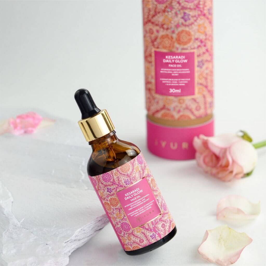 Aceite facial Kesaradi - Aceite facial diario ayurvédico con azafrán, vetiver, regaliz y haldi