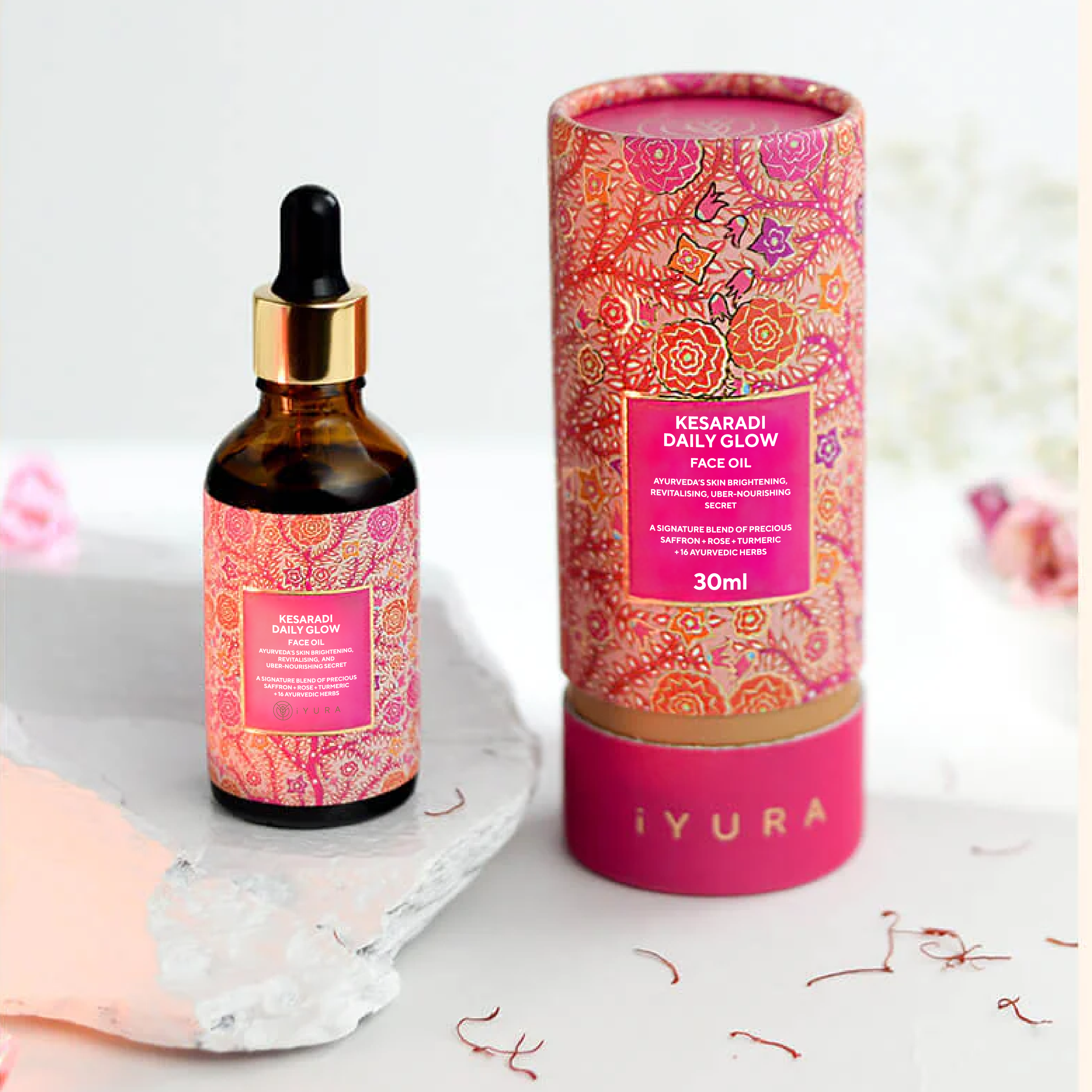 Aceite facial Kesaradi - Aceite facial diario ayurvédico con azafrán, vetiver, regaliz y haldi